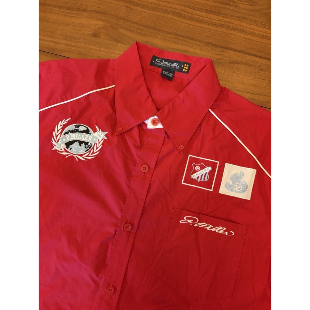 MASTER P Button Down Shirt P Miller Signature Collection NEW Mens L Red Vintage
